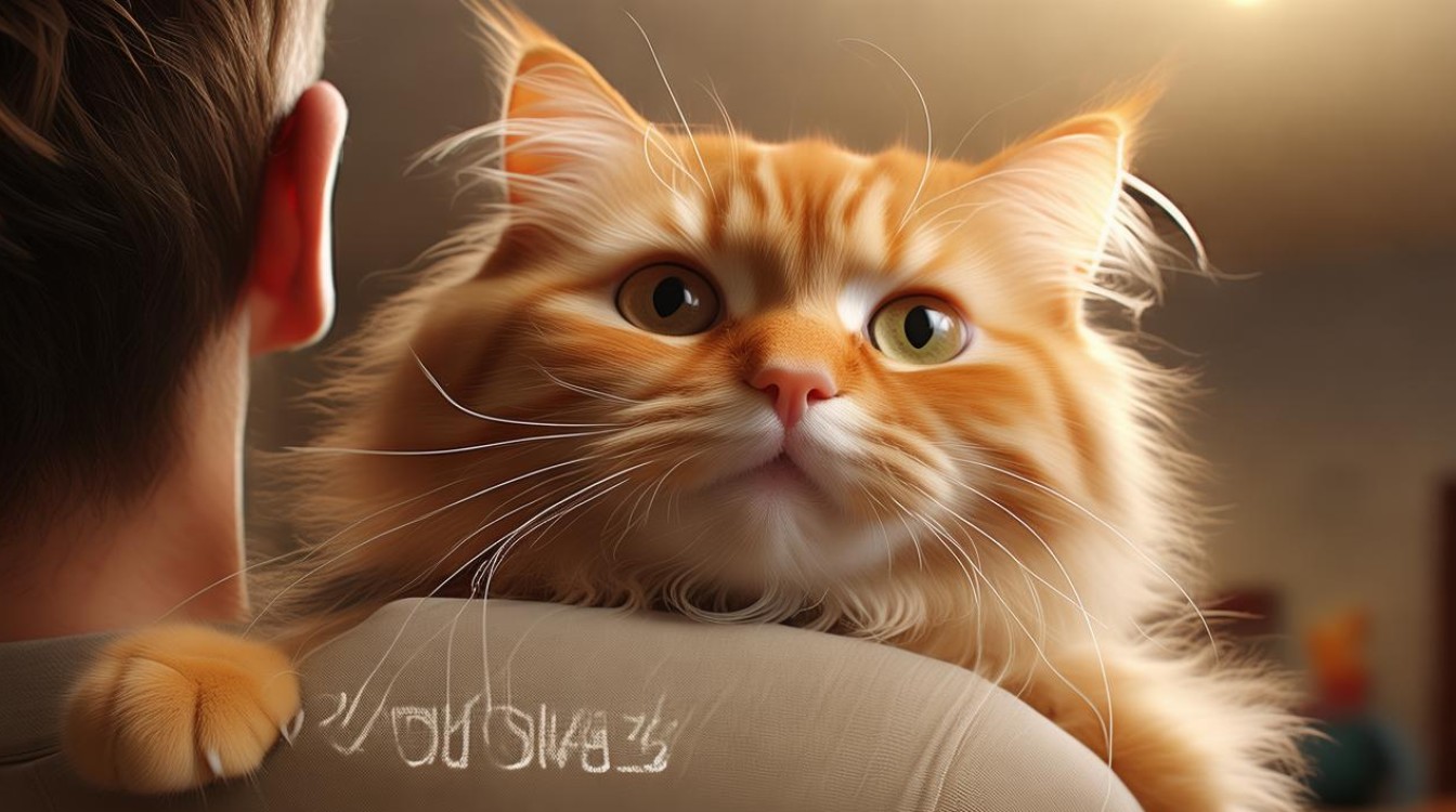 猫咪趴在肩膀