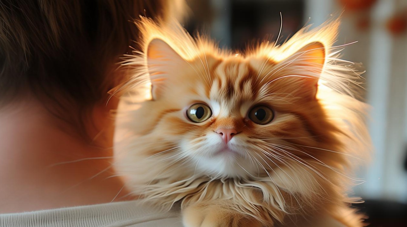 猫咪趴在肩膀