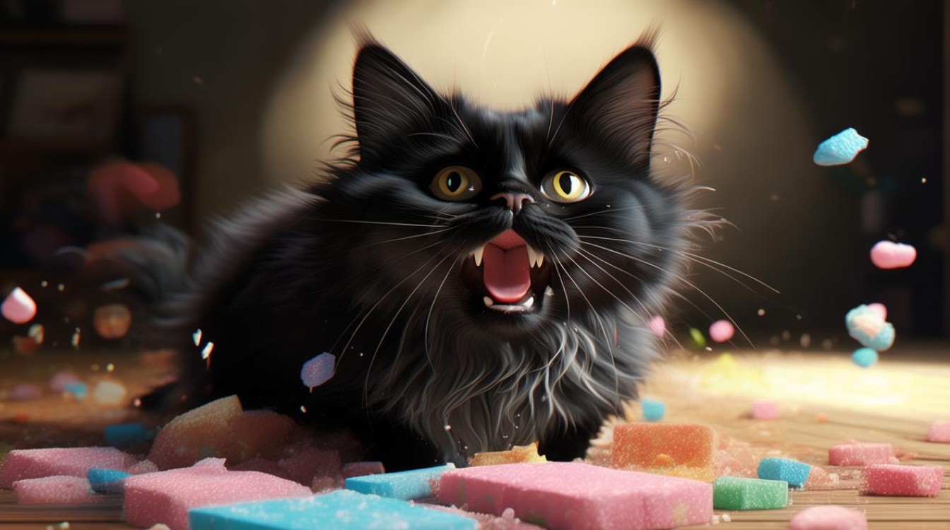 猫咪把泡沫吃了