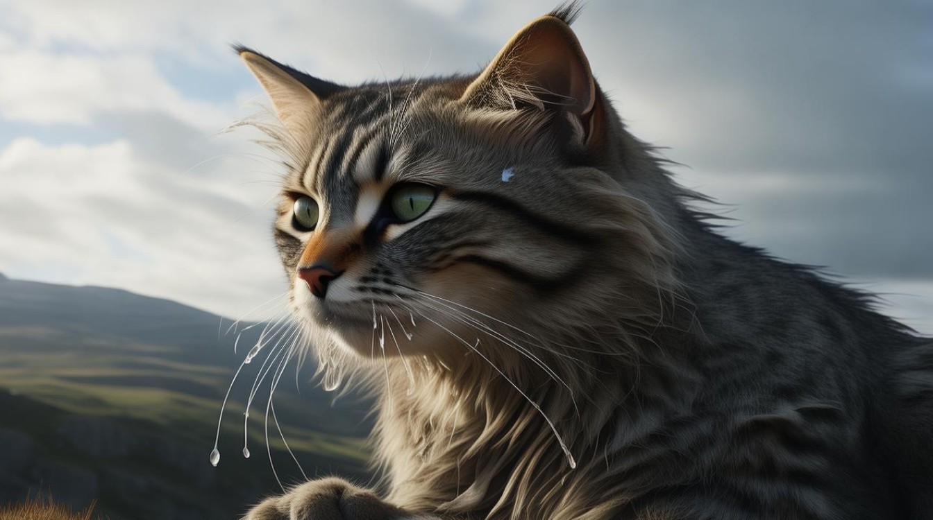 高地猫咪脸上泪痕
