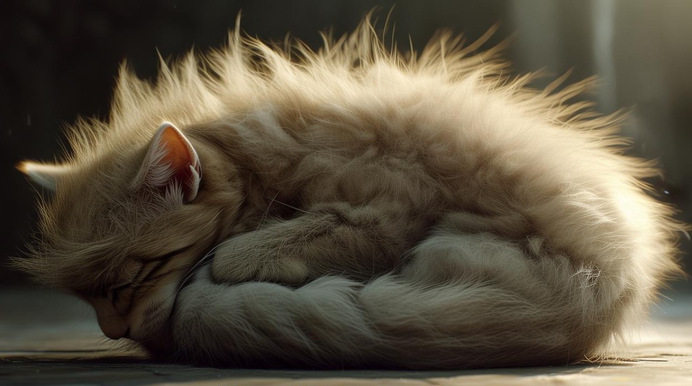 猫咪受伤 卷成球