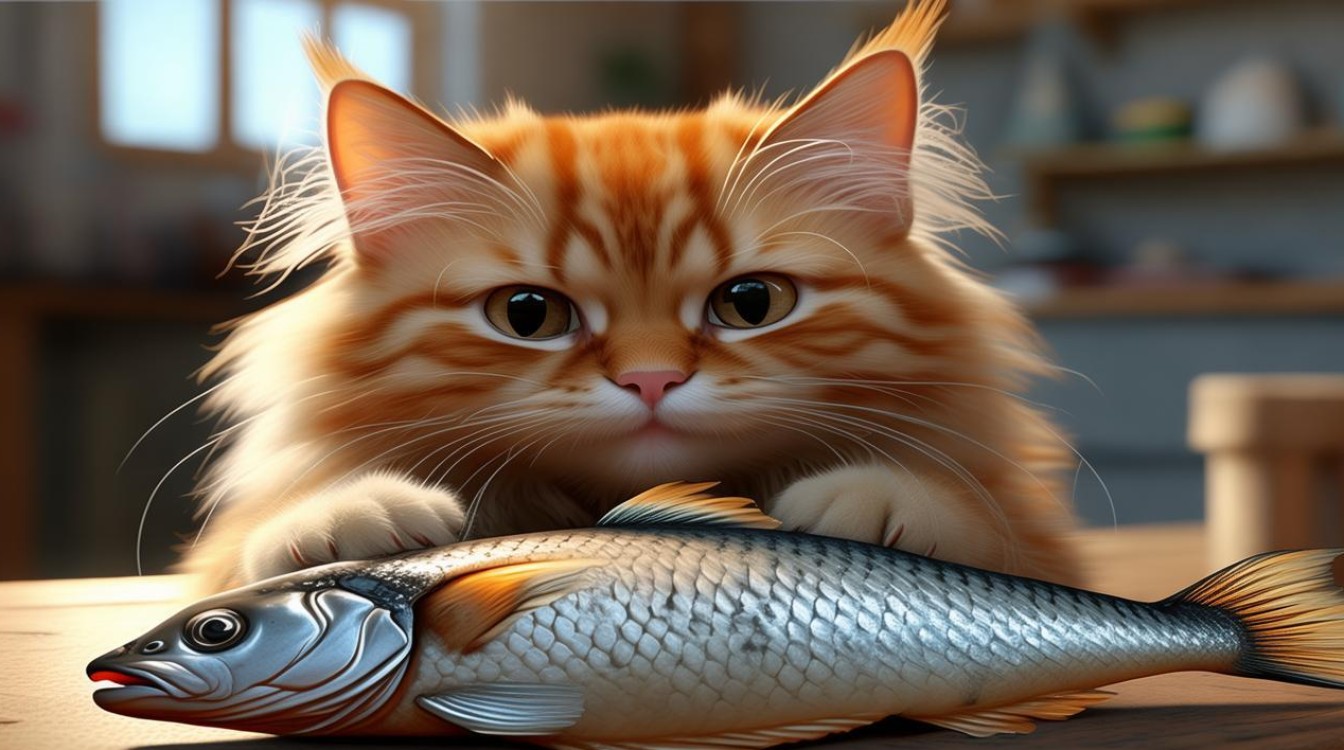 抱鱼干的猫咪