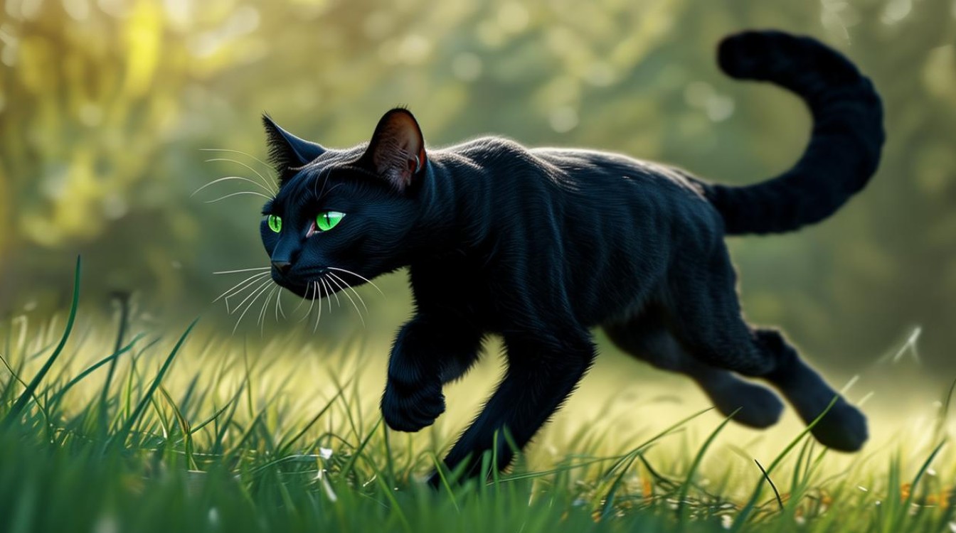 猫咪 弓着身子 跑