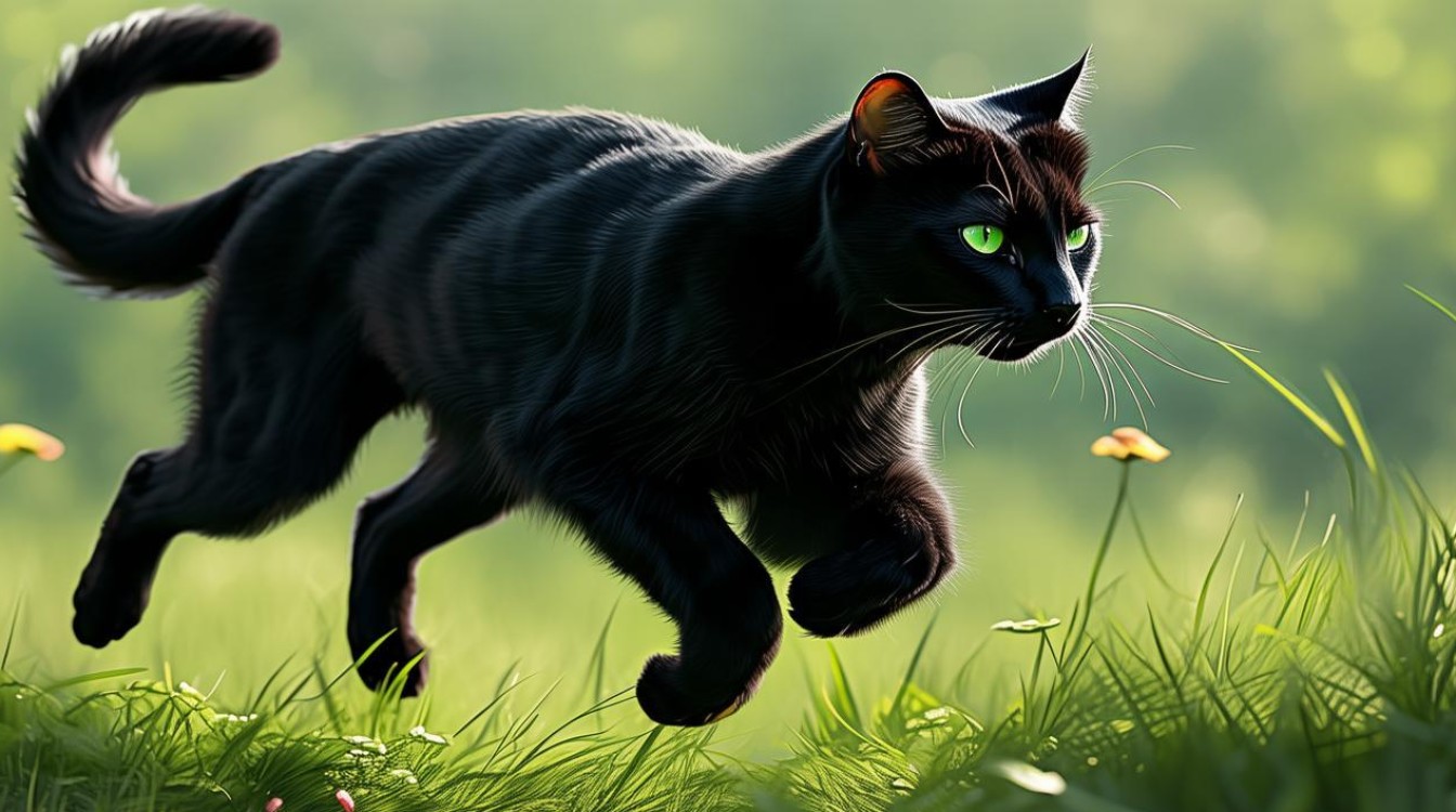 猫咪 弓着身子 跑
