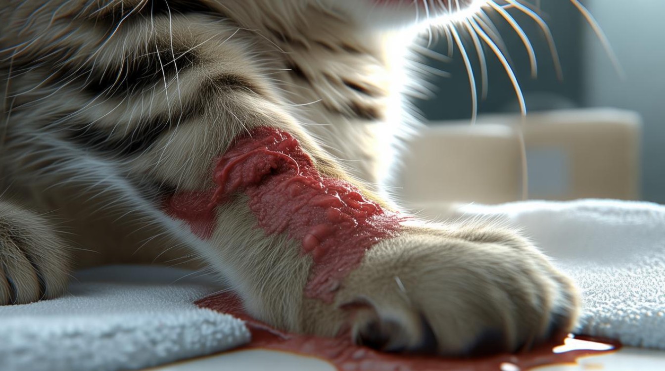 猫咪腿伤口化脓