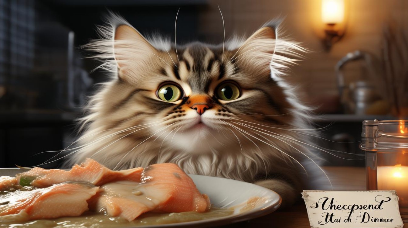 猫咪吃饭突然受惊
