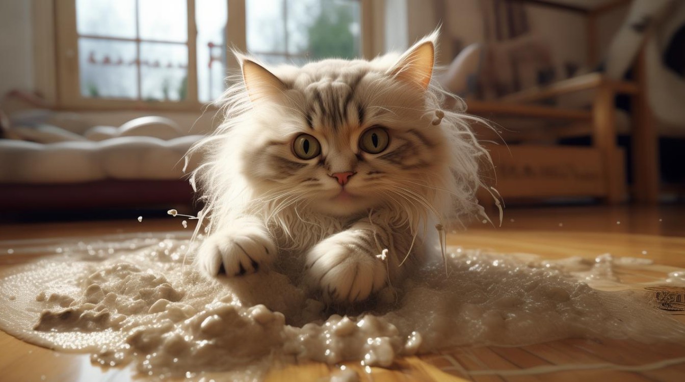猫咪摔出了屎