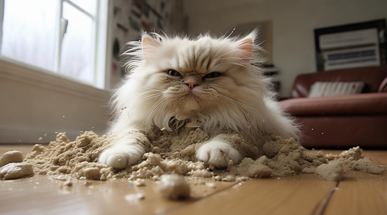 猫咪摔出了屎