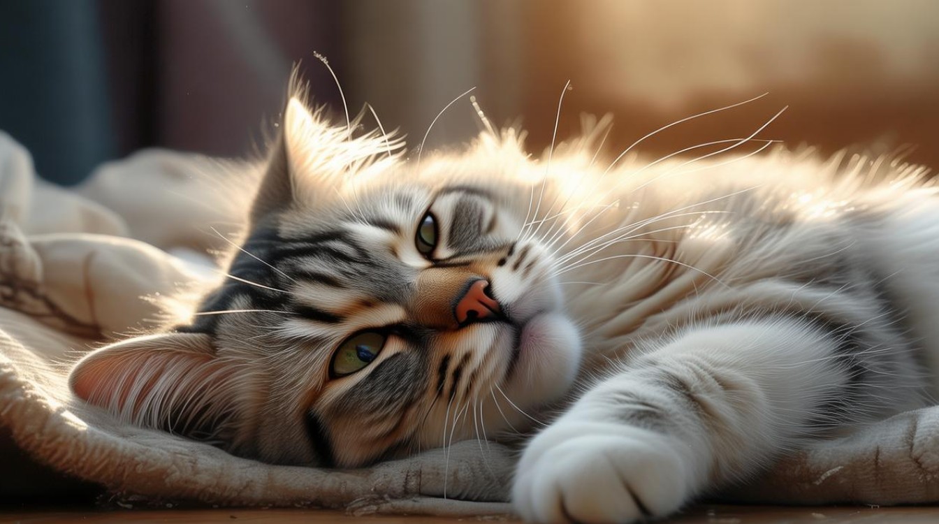 猫咪自己揉肚子