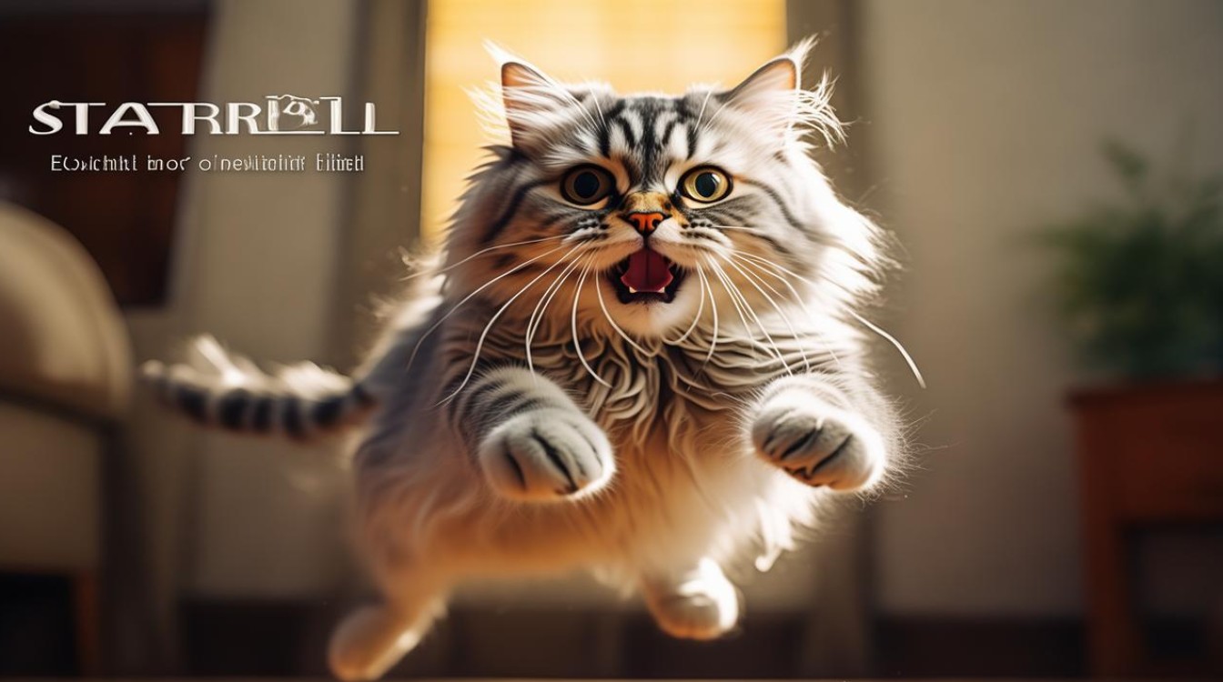 猫咪被吓跳起