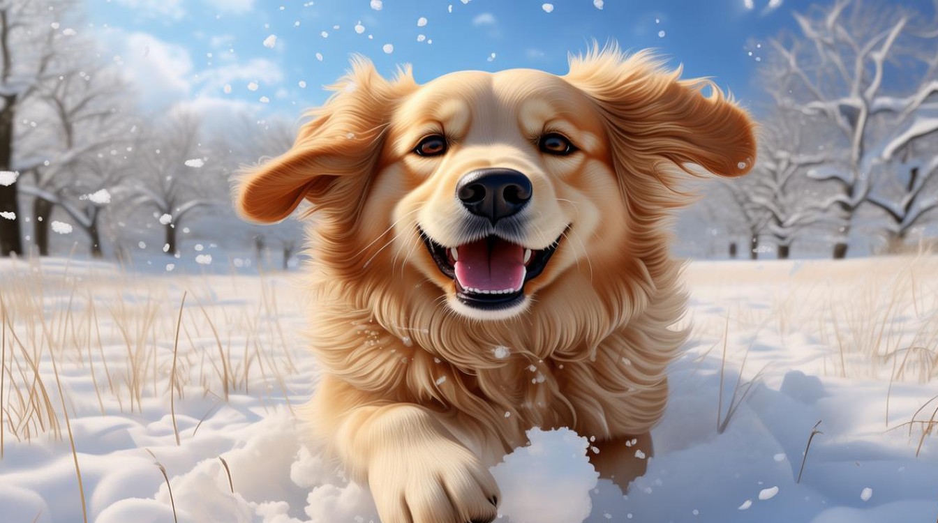 狗狗喜欢玩雪