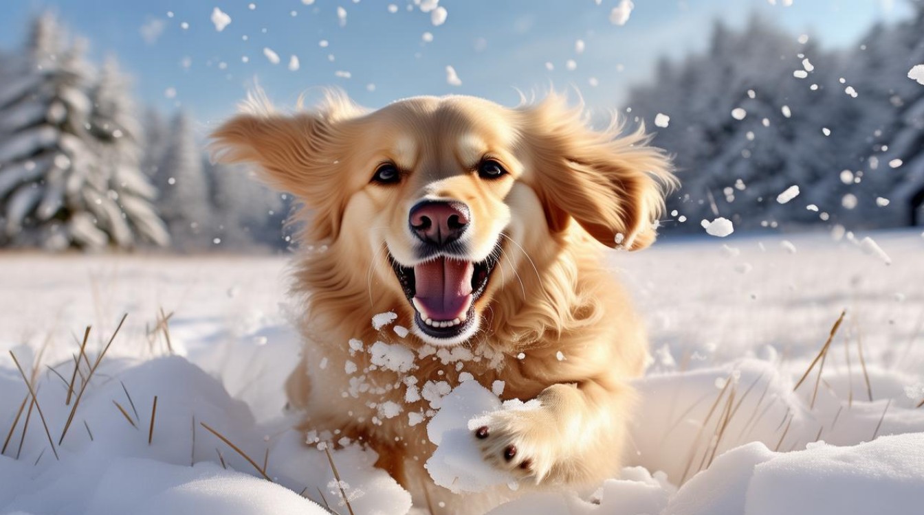 狗狗喜欢玩雪