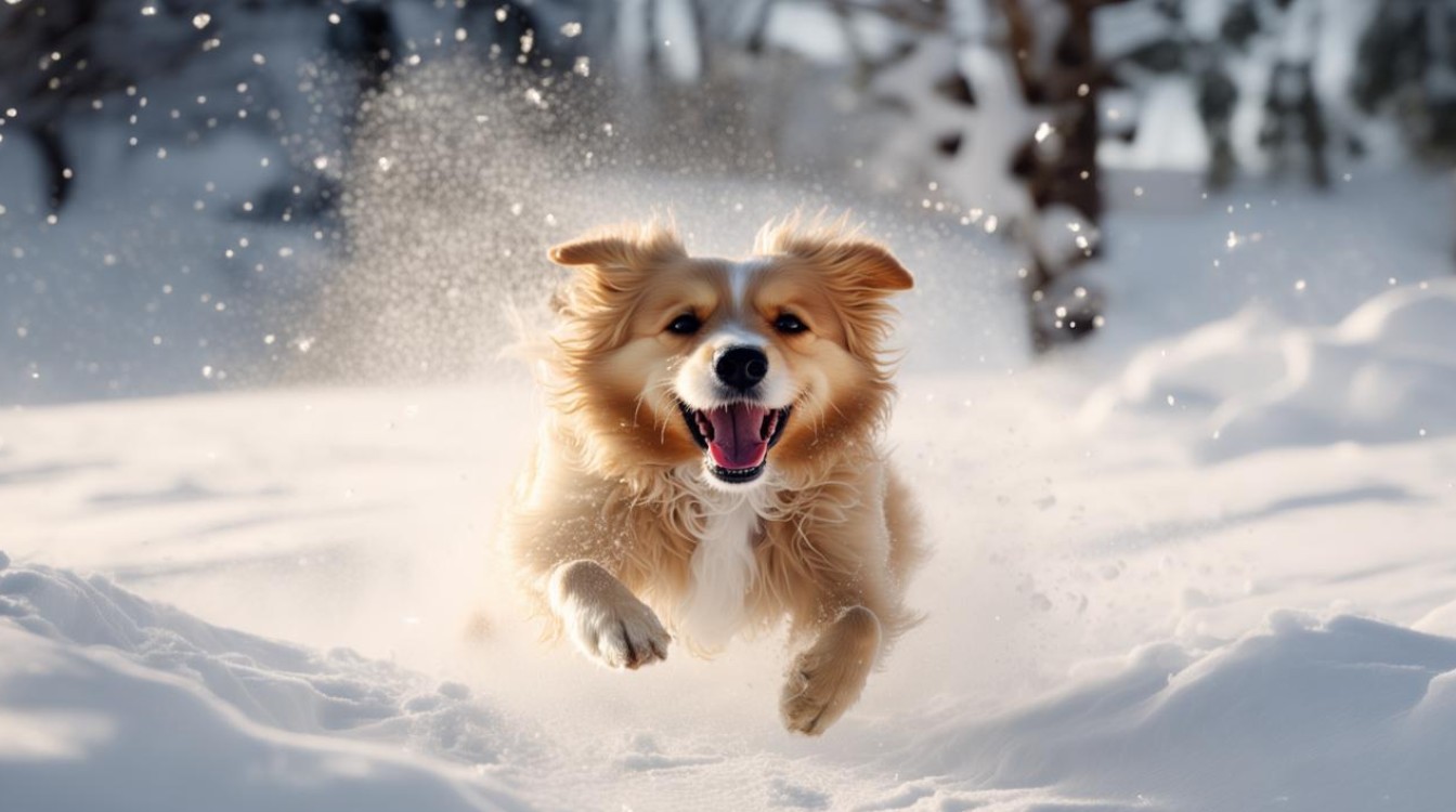狗狗雪地奔跑视频