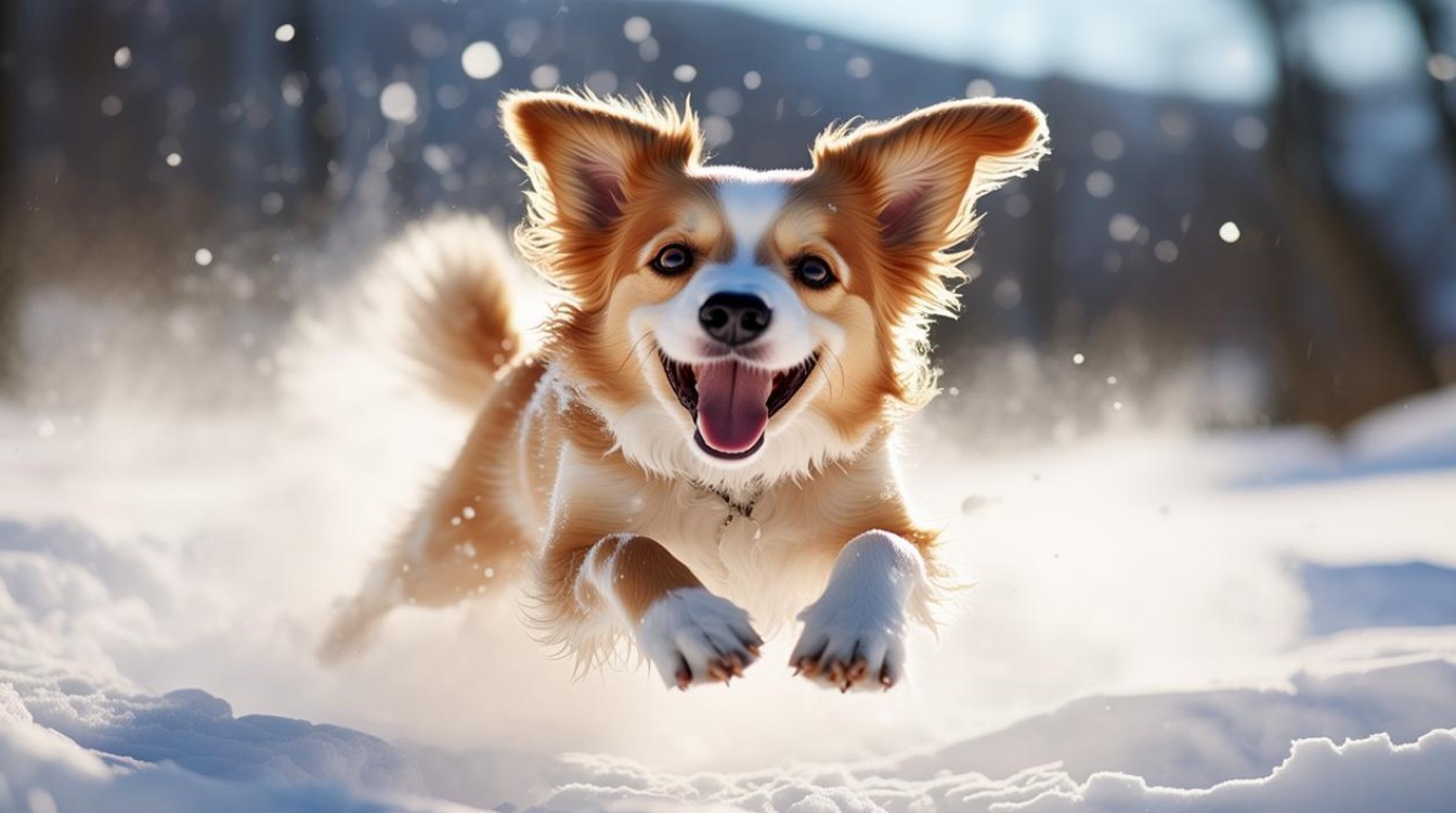 狗狗雪地奔跑视频