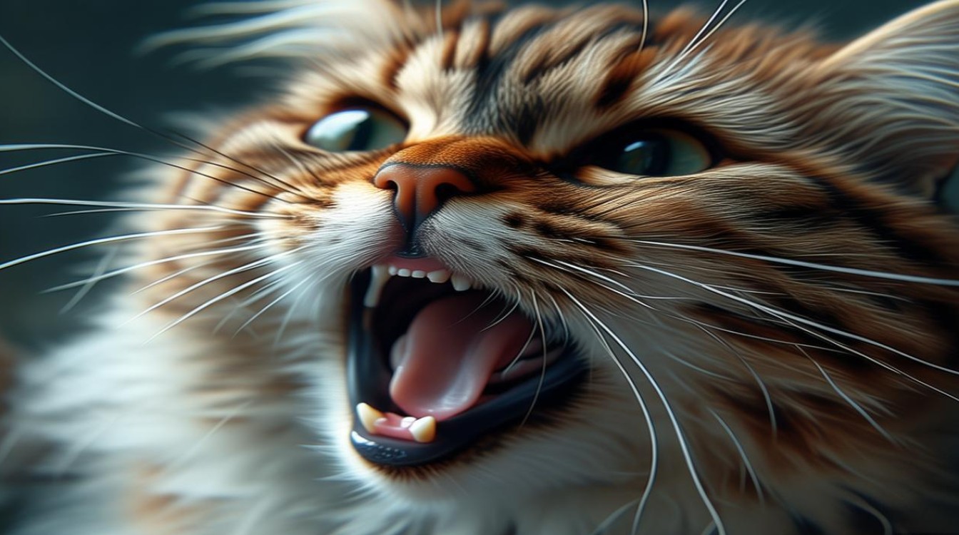 猫咪嘴张开 震动