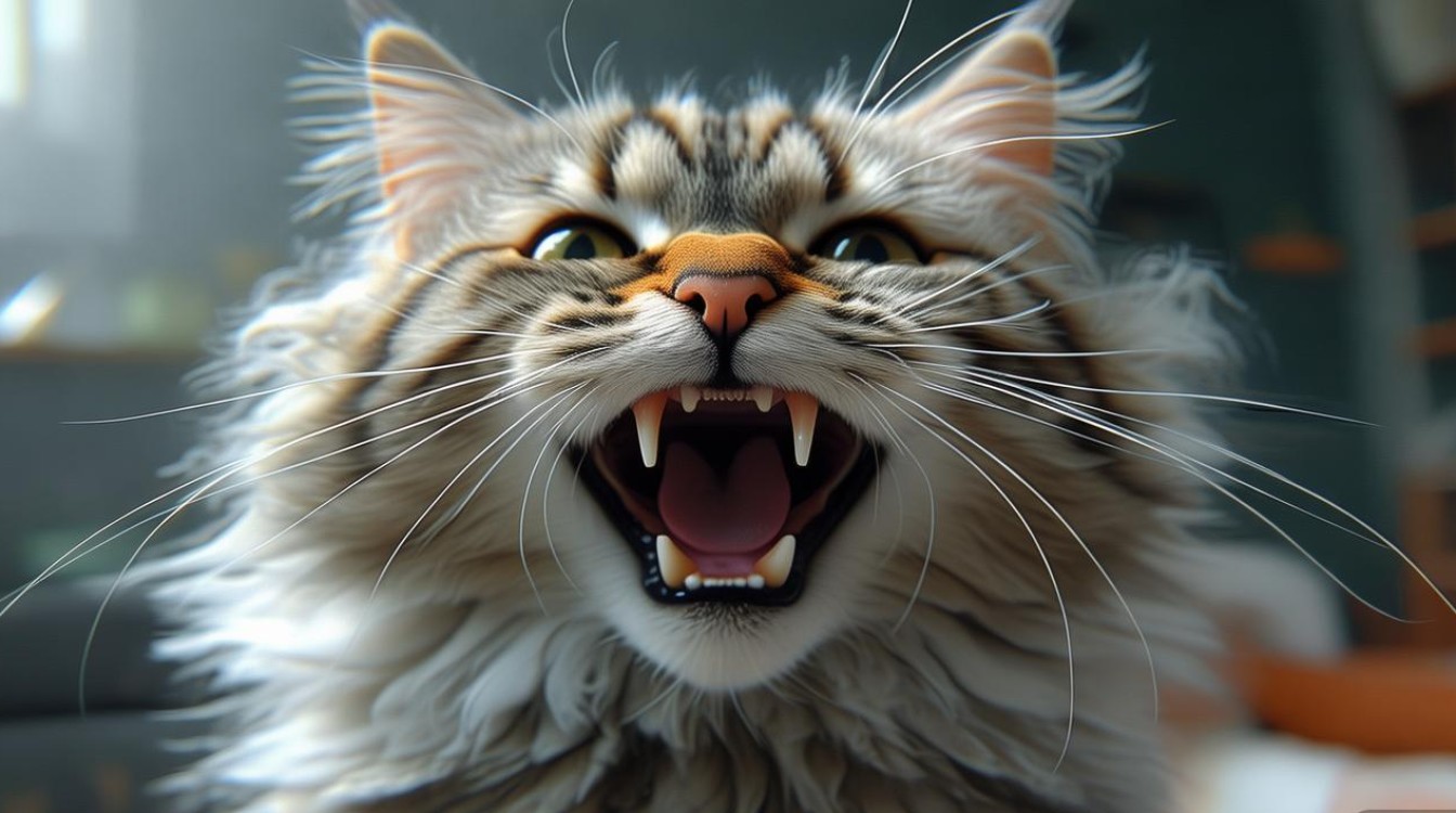 猫咪嘴张开 震动