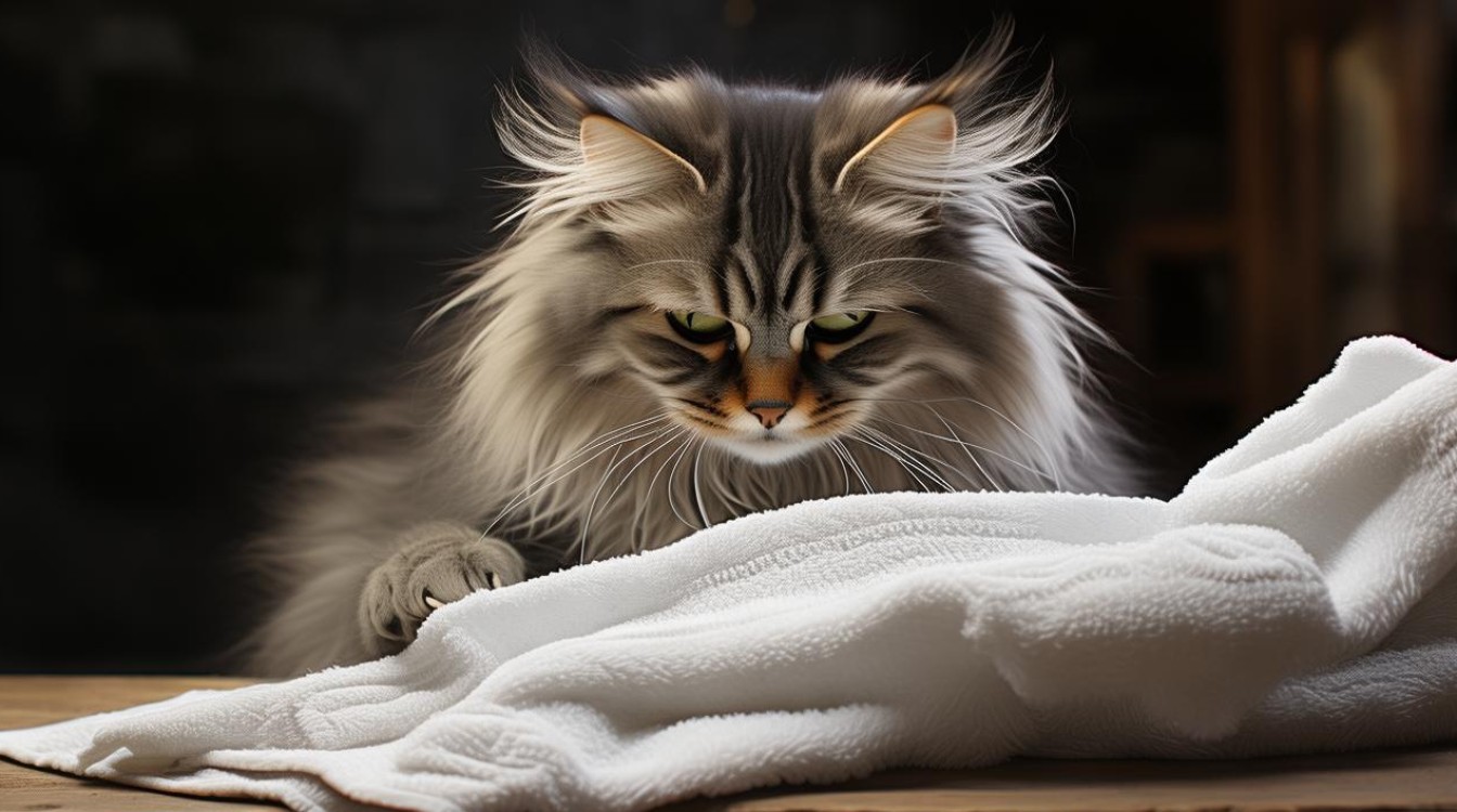 对毛巾的猫咪