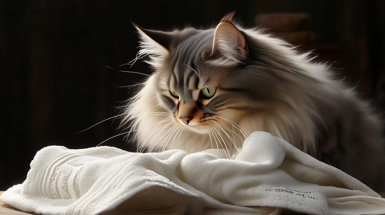 对毛巾的猫咪
