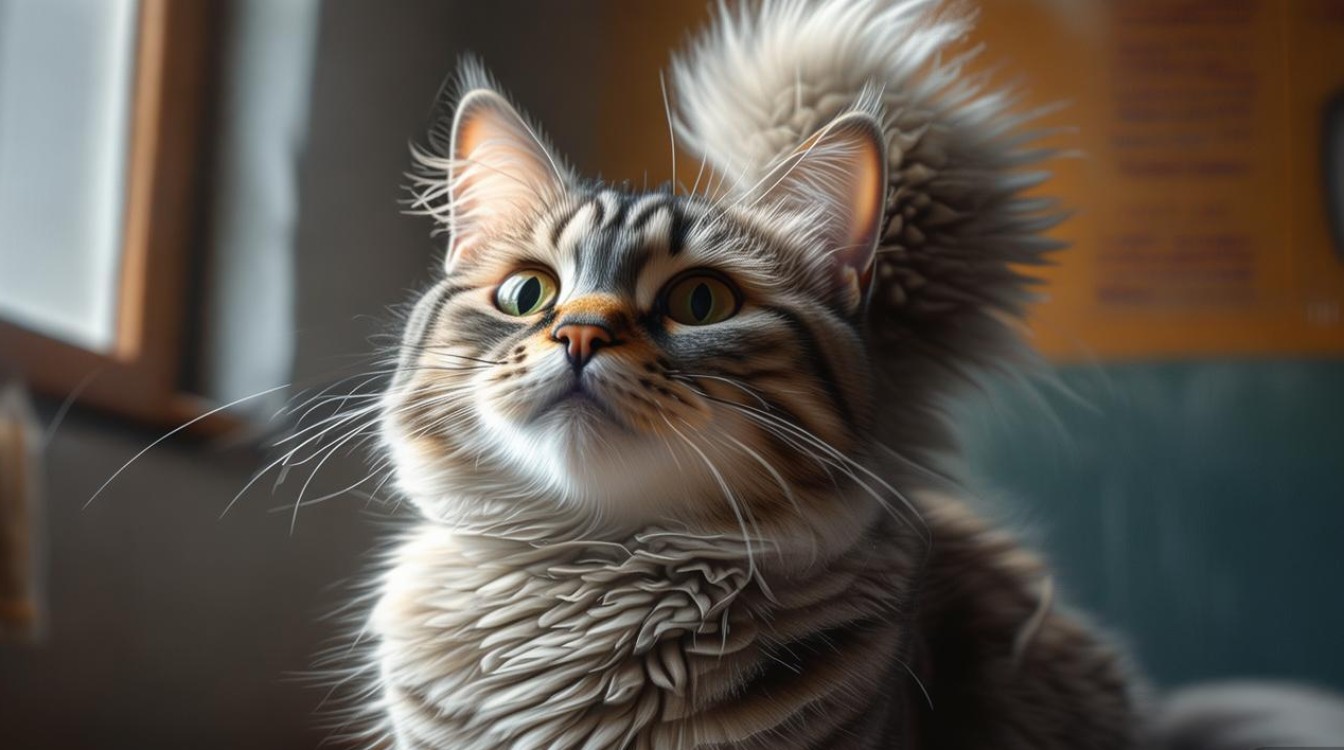 猫咪缓慢摆尾巴