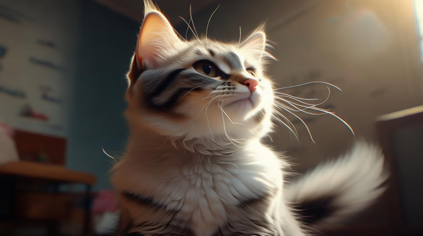 猫咪缓慢摆尾巴