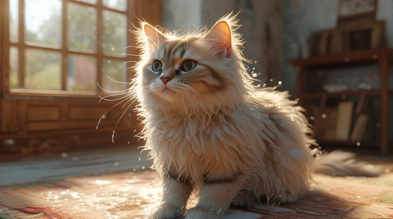 猫咪洗完澡咳嗽