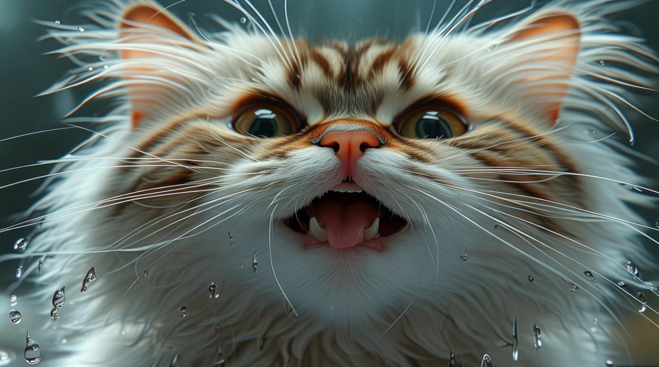 猫咪嘴脸不停流水