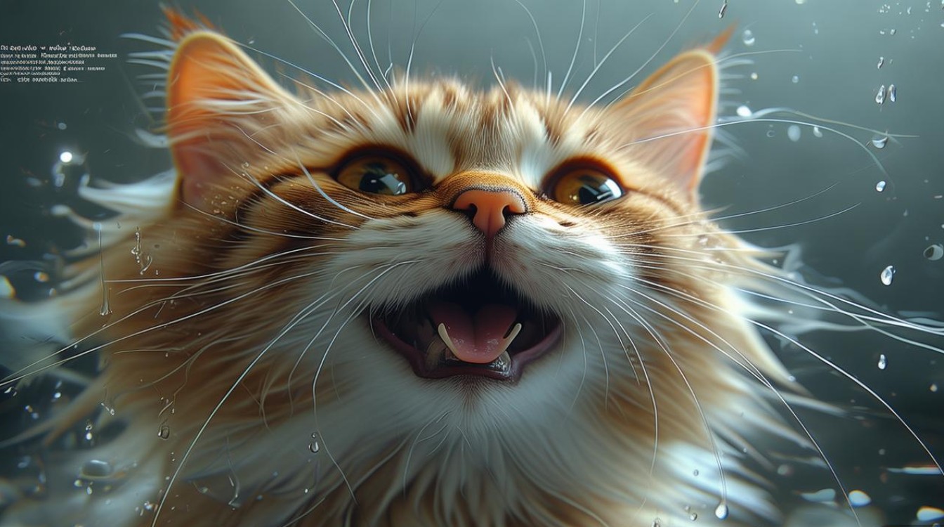 猫咪嘴脸不停流水