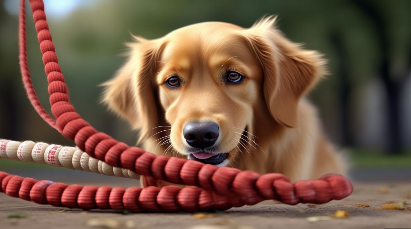 狗狗咬牵绳