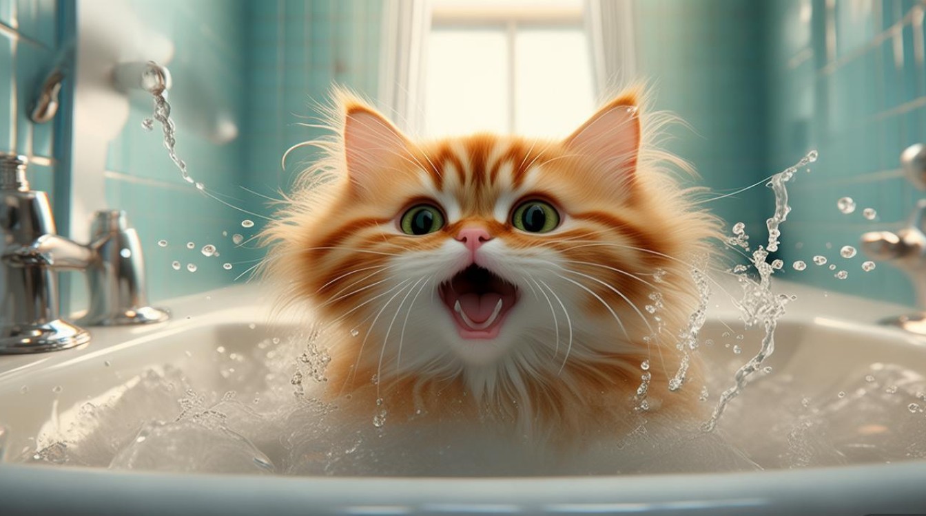猫咪洗澡怕水