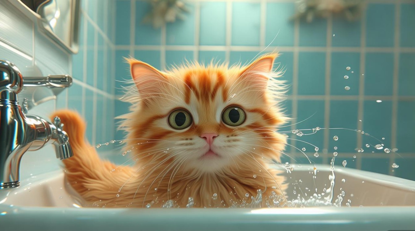 猫咪洗澡怕水
