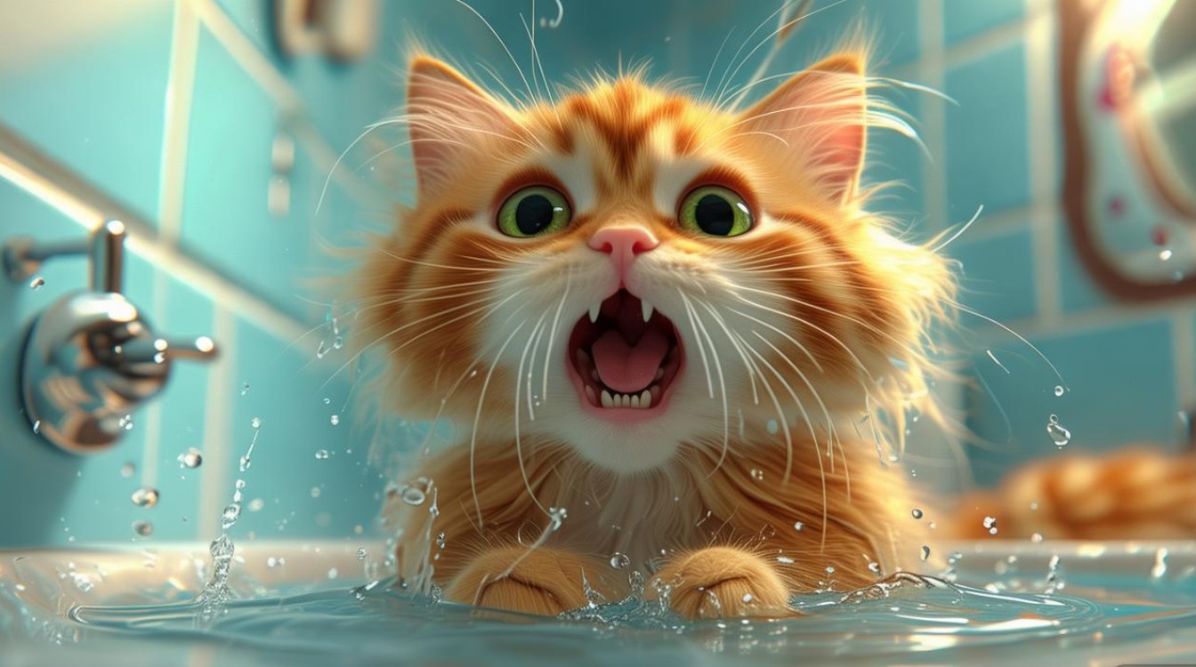 猫咪洗澡怕水