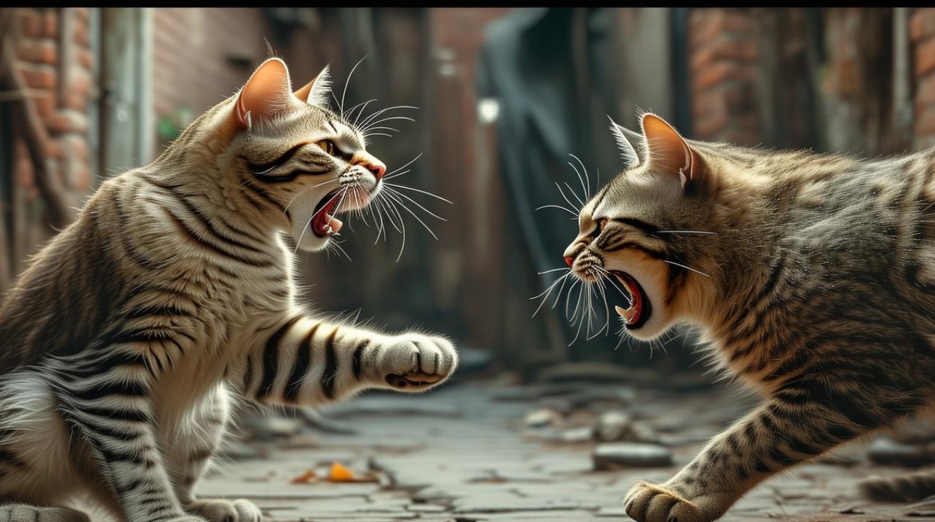 猫咪和野猫打架