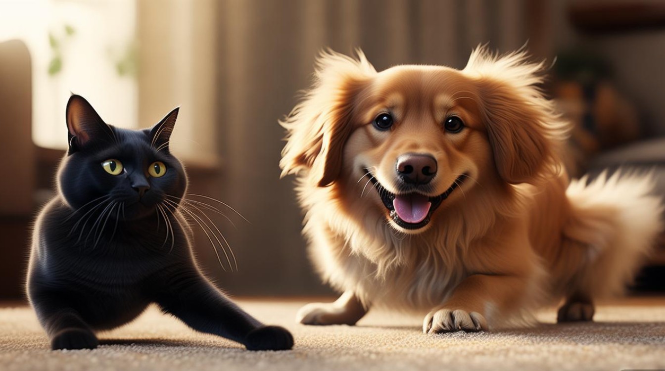 狗和猫咪玩耍