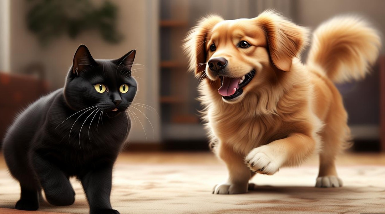 狗和猫咪玩耍