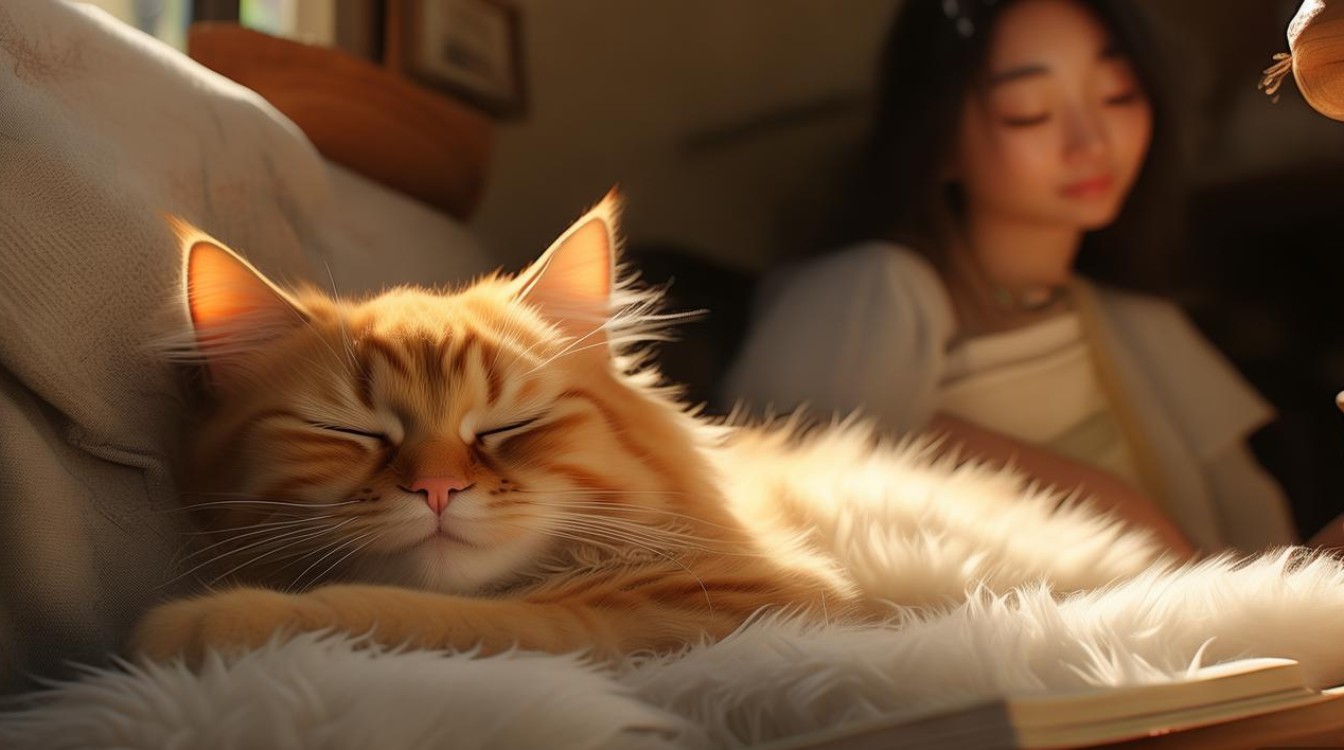猫咪睡觉打扰她