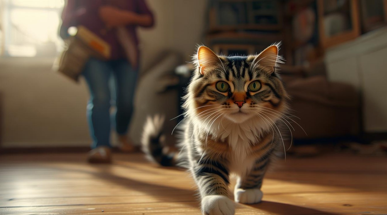 猫咪跟着主人走