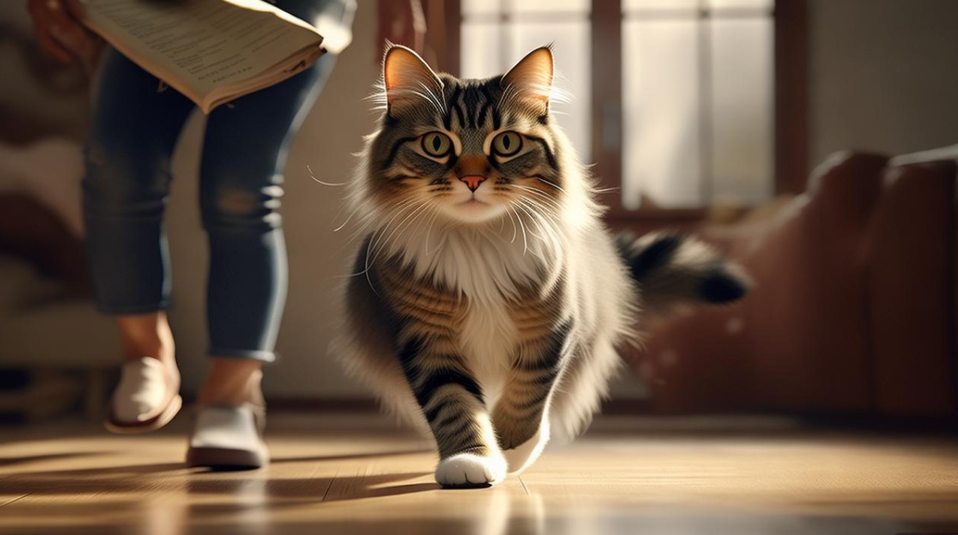 猫咪跟着主人走