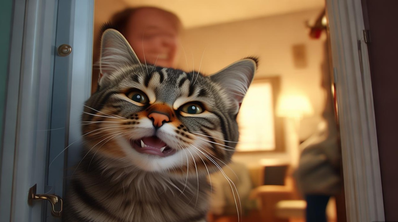 猫咪欢迎主人回家
