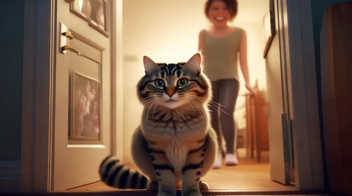 猫咪欢迎主人回家