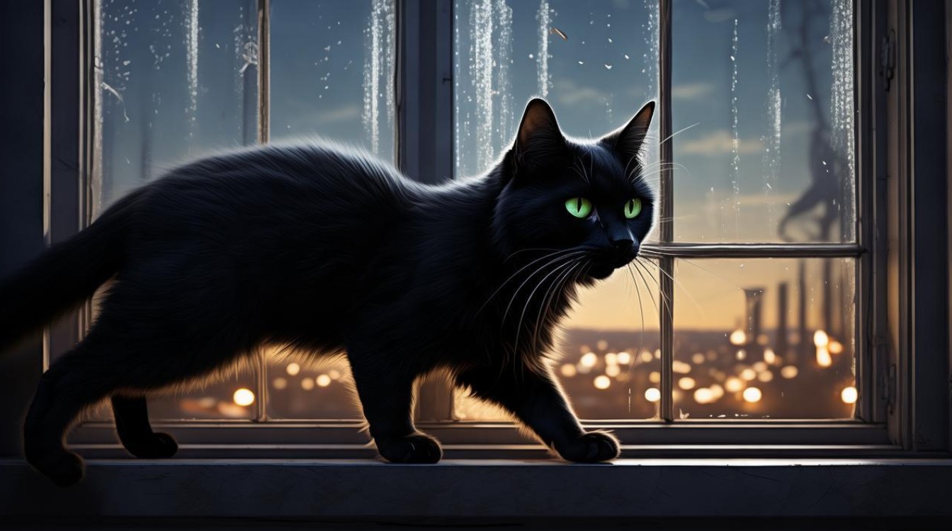 猫咪晚上爬窗户