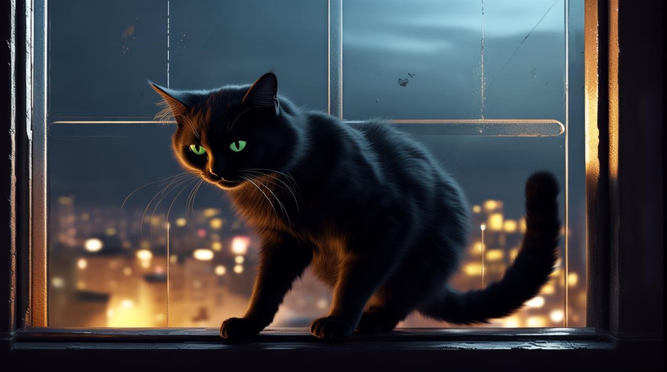 猫咪晚上爬窗户