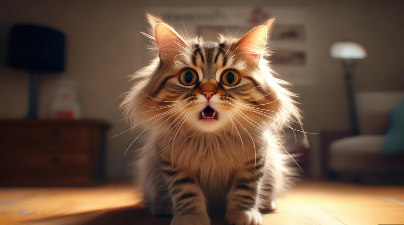 猫咪受到惊吓哈