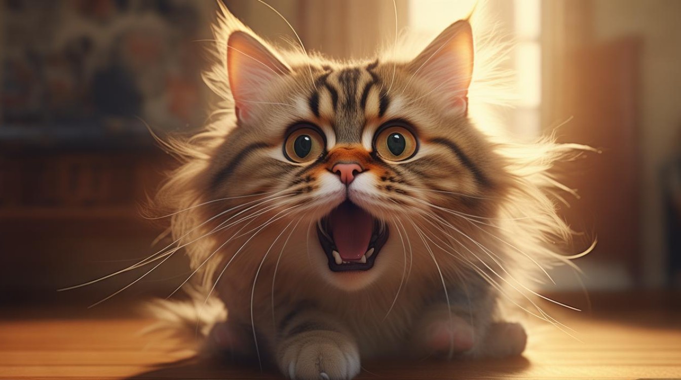 猫咪受到惊吓哈