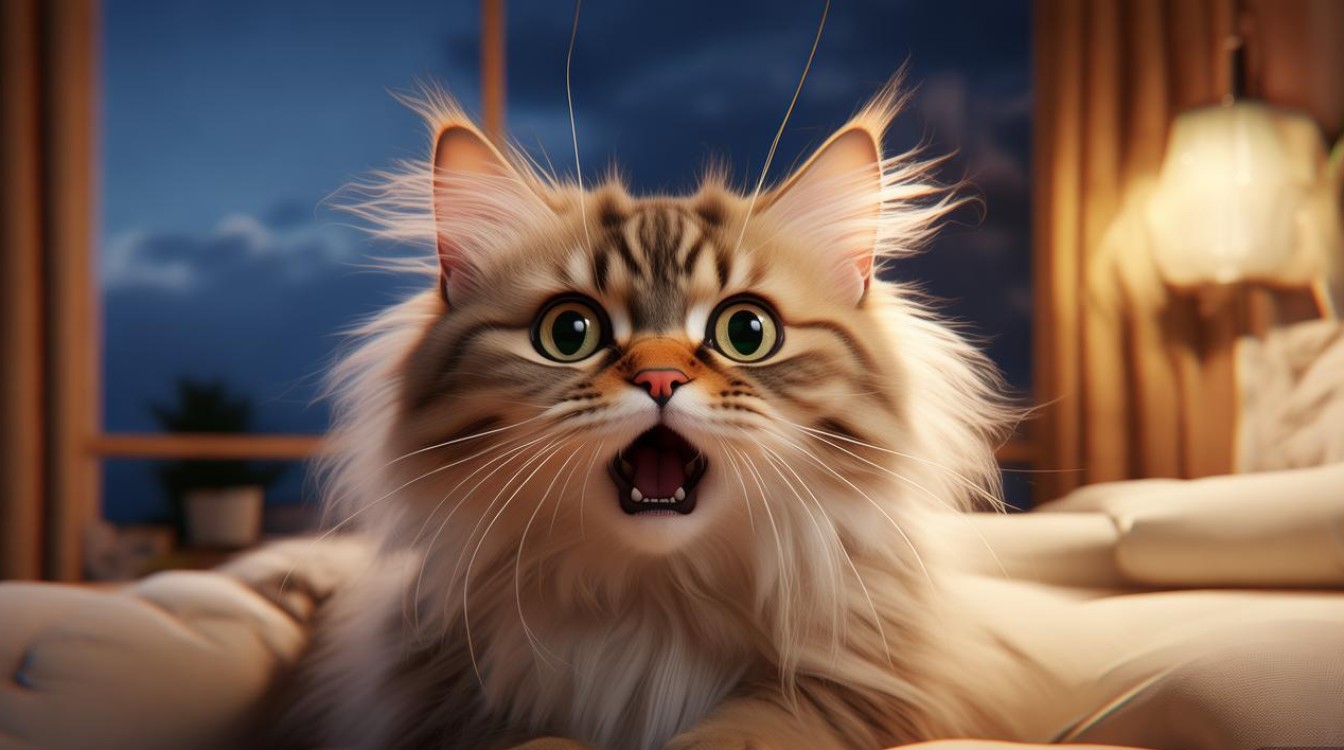 猫咪受到惊吓哈