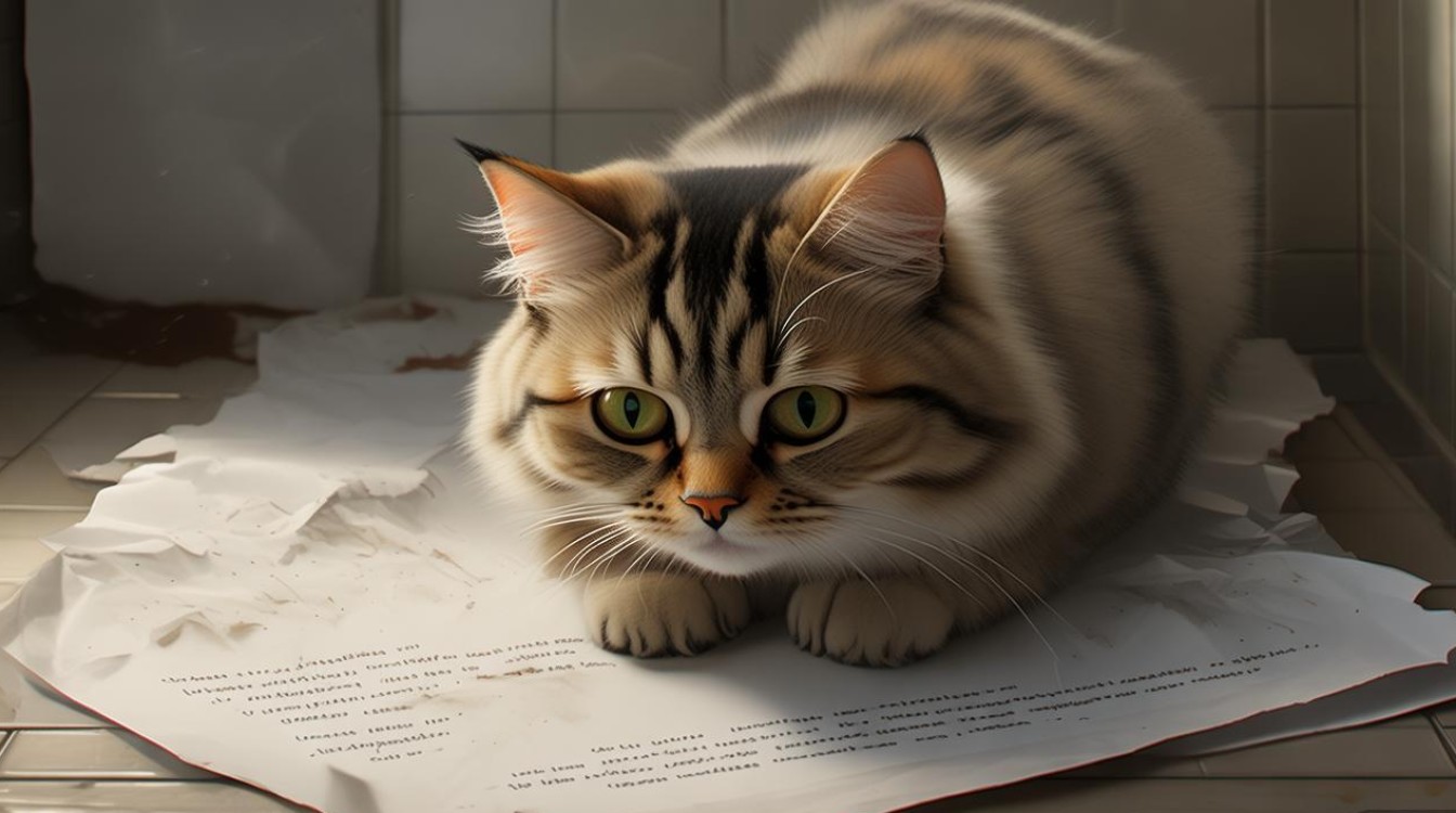 猫咪在纸上拉屎