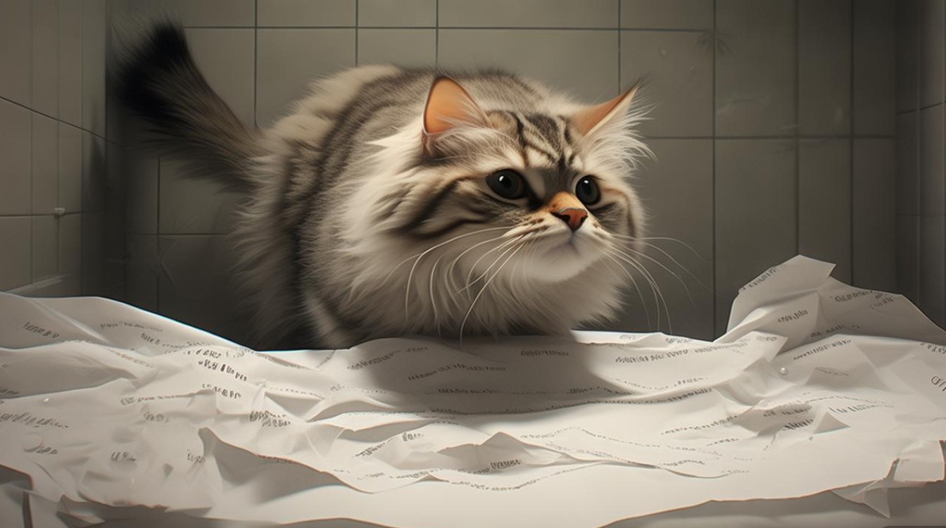 猫咪在纸上拉屎