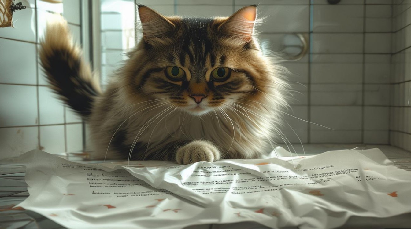 猫咪在纸上拉屎