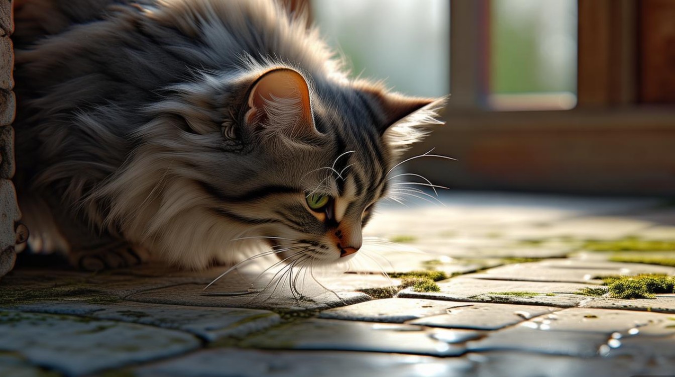 猫咪喜欢闻地面