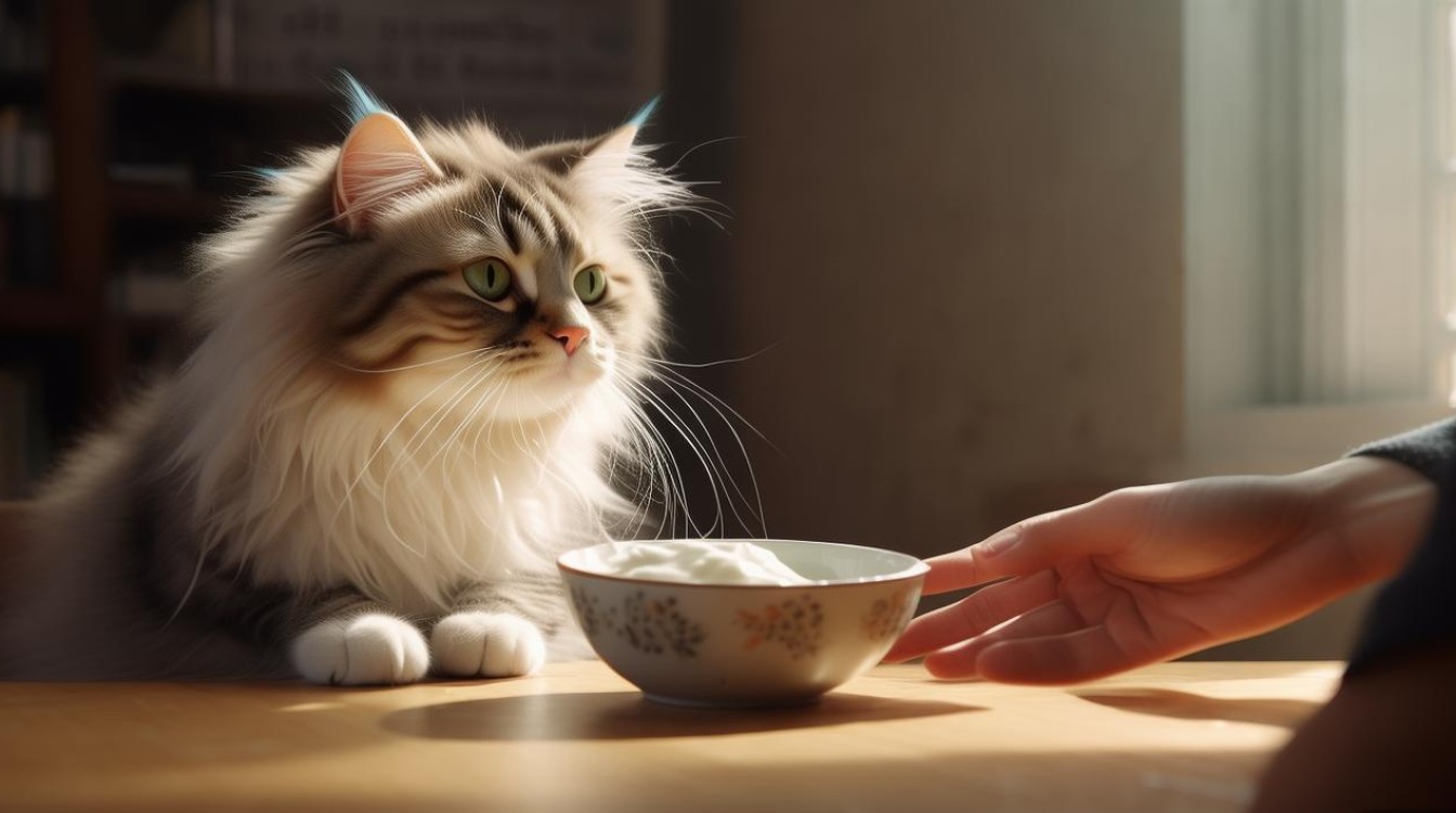 给猫咪喂酸奶