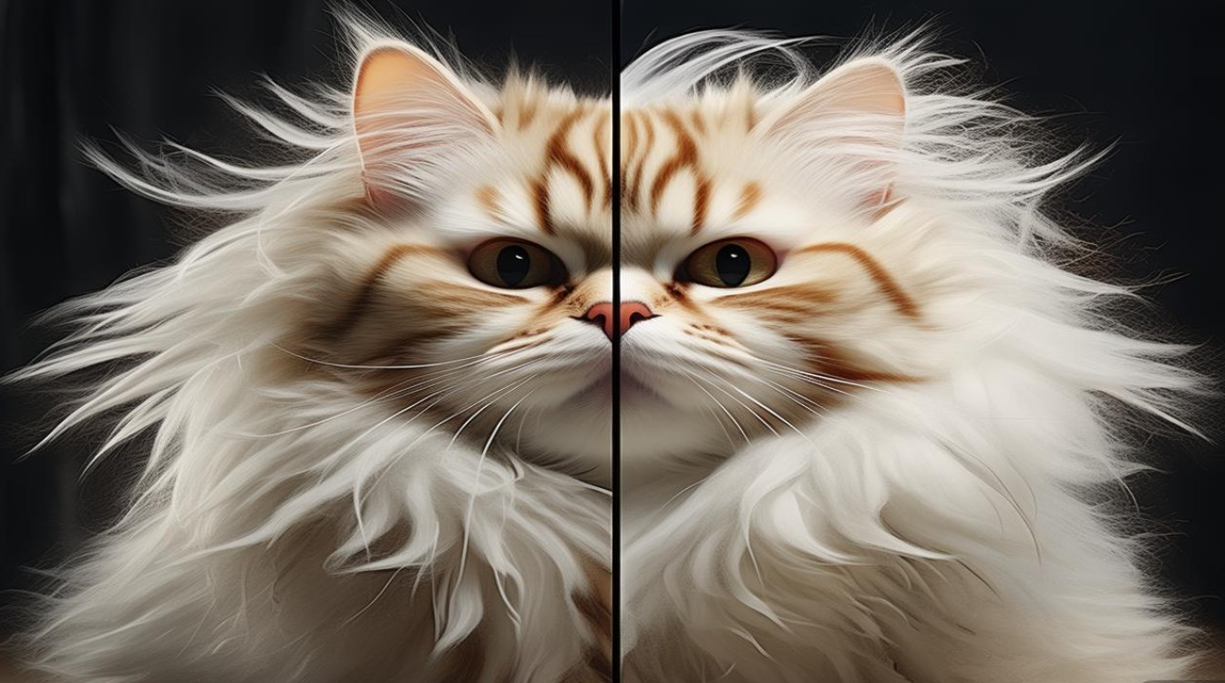 猫咪炸毛前后